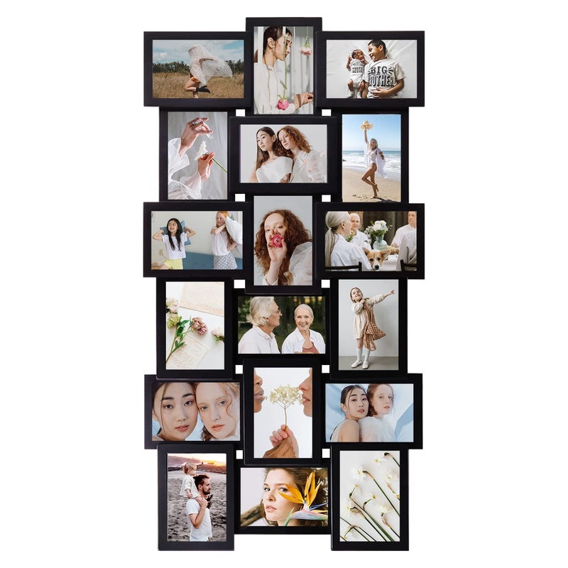 J.M.Deco Collage Picture Frames for Wall Decor, 18-Opening Reunion Family Friends Picture Frame Set, 4x6 Photo Frames for Living Room, Bedroom, Gallery Wall Hanging, Christmas Gift, Black - Image 1